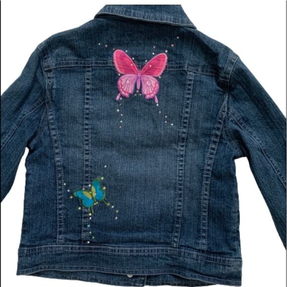 Arizona Jean Co Jean Jacket Girls Butterfly Embroidered Jean Jacket Small NEW - Picture 6 of 13